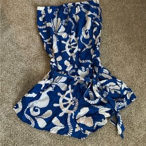 EUC Lilly Pulitzer Size Medium Blue and White Strapless Romper w/ nautical rope